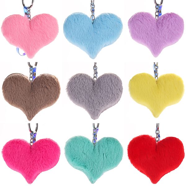 heart keychains women's pom poms faux rabbit fur key chains girl bag hang car pendant plush couple key ring, Silver
heart keychains women's pom poms faux rabbit fur key chains girl bag hang car pendant plush couple key ring, Silver