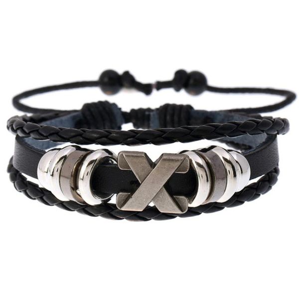 punk fashion alloy x charms black leather bracelet for women men jewelry vintage multilayer beads bangle wrap wristbands hiphop, Golden;silver
punk fashion alloy x charms black leather bracelet for women men jewelry vintage multilayer beads bangle wrap wristbands hiphop, Golden;silver
