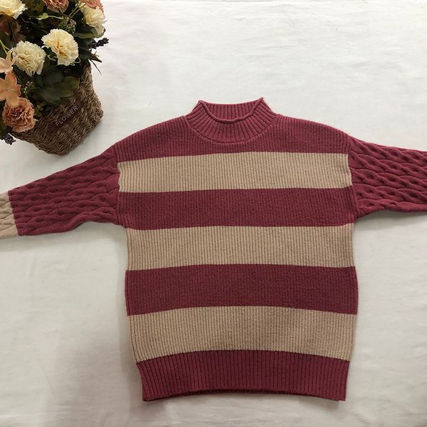 new autumn and winter children's turtleneck striped sweater loose fitting european and american street style cardigan, White
new autumn and winter children's turtleneck striped sweater loose fitting european and american street style cardigan, White