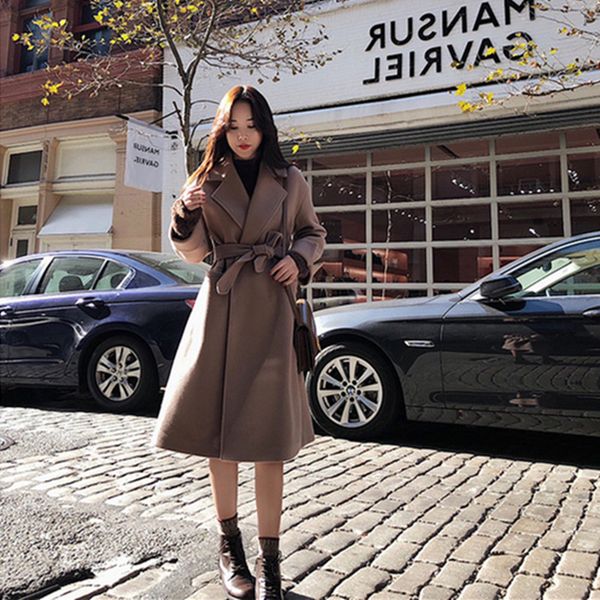 women's wool & blends coat female 2021 winter long thick temperament cashmere women department waist casual parka, Black
women's wool & blends coat female 2021 winter long thick temperament cashmere women department waist casual parka, Black