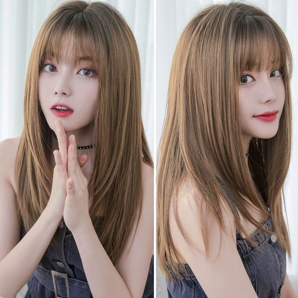 popular women wigs realistic natural long straight hair air bangs women sweet wigs fluffy hair hair wigs, Black
popular women wigs realistic natural long straight hair air bangs women sweet wigs fluffy hair hair wigs, Black