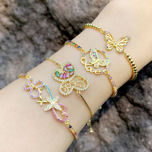 charm bracelets gold butterfly for women multicolor adjustable love letter bracelet cz rainbow zirconia jewelry gifts brtc20, Golden;silver
charm bracelets gold butterfly for women multicolor adjustable love letter bracelet cz rainbow zirconia jewelry gifts brtc20, Golden;silver