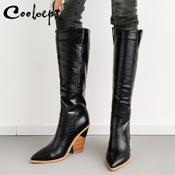 boots coolcept plus size 33-46 brand knee high women warm plush pointed toe heels cowgirl winter shoes for, Black
boots coolcept plus size 33-46 brand knee high women warm plush pointed toe heels cowgirl winter shoes for, Black