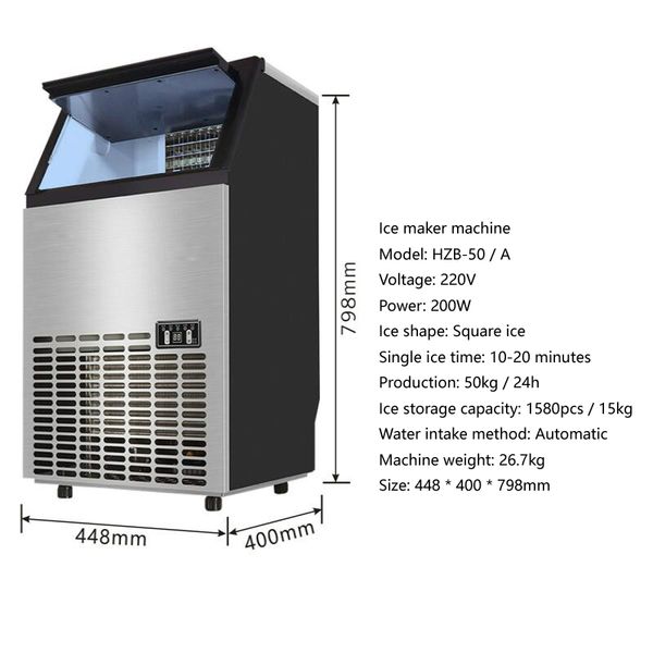 2020 new fast ice making machines commercial electric ice maker machine to make cubes 50kg / 24h