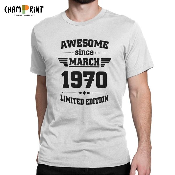 men's t-shirt awesome since march 1970 funny 100% cotton tee shirt 50 years old 50th birthday gift t shirts o neck graphic
men's t-shirt awesome since march 1970 funny 100% cotton tee shirt 50 years old 50th birthday gift t shirts o neck graphic