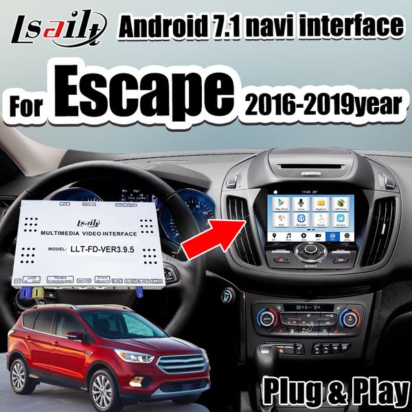 android 7.1 video interface gps navigation box for escape focus kuga edge explorer support adas , carplay dongle