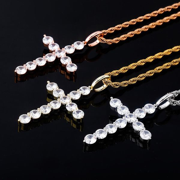 fashion gold plated bling cz cross pendant necklace with rope chain necklace nice gift, Silver
fashion gold plated bling cz cross pendant necklace with rope chain necklace nice gift, Silver