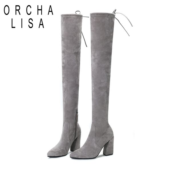 orchalisa women kid suede gray black blue elasticity over the knee boots ladies autumn winter high heels boots zipper mujer c565
orchalisa women kid suede gray black blue elasticity over the knee boots ladies autumn winter high heels boots zipper mujer c565