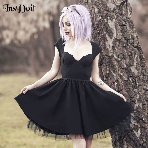 insdoit black mesh patchwork mini dress gothic harajuku short sleeve hollow out dresses female street party club dresses, Black;gray
insdoit black mesh patchwork mini dress gothic harajuku short sleeve hollow out dresses female street party club dresses, Black;gray