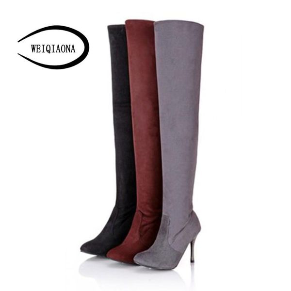 weiqiaona winter warm snow boot big size 34-43 women shoes pointed toe fashion over knee boots thin high heel high boots, Black
weiqiaona winter warm snow boot big size 34-43 women shoes pointed toe fashion over knee boots thin high heel high boots, Black