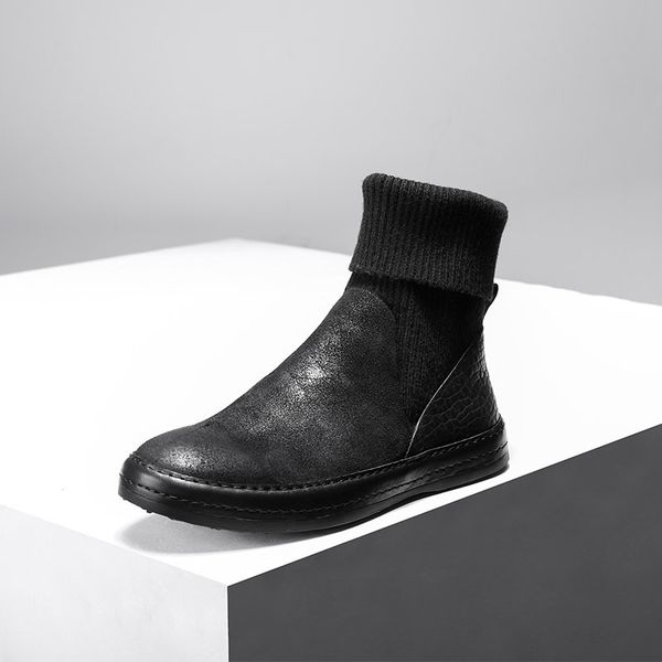boots men sock genuine cow leather slip on ankle high luxury sneakers winter vintage knitting black casual flats shoes
boots men sock genuine cow leather slip on ankle high luxury sneakers winter vintage knitting black casual flats shoes