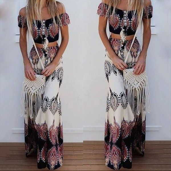 2019 summer boho strapless slash neck short sleeve crop amp;long skirts fashion print beach maxi skirt suit two piece set, Gray
2019 summer boho strapless slash neck short sleeve crop amp;long skirts fashion print beach maxi skirt suit two piece set, Gray