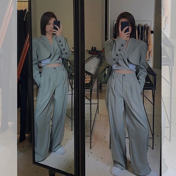 2020 autumn new design navel-exposed long-sleeved small suit mop high waist vertical straight casual mop pants fq6zf, Gray
2020 autumn new design navel-exposed long-sleeved small suit mop high waist vertical straight casual mop pants fq6zf, Gray
