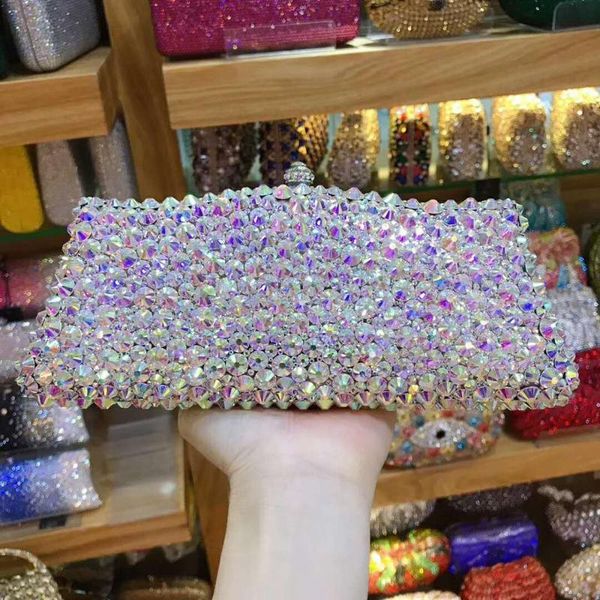 xiyuan women ab silver clutch crystal evening party bags lady hard case wedding gift clutches purses bridal rhinestones handbags 
xiyuan women ab silver clutch crystal evening party bags lady hard case wedding gift clutches purses bridal rhinestones handbags