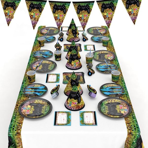 game theme birthday party disposable tableware set game controller napkins banner hat decor boys kids games party supplies
game theme birthday party disposable tableware set game controller napkins banner hat decor boys kids games party supplies
