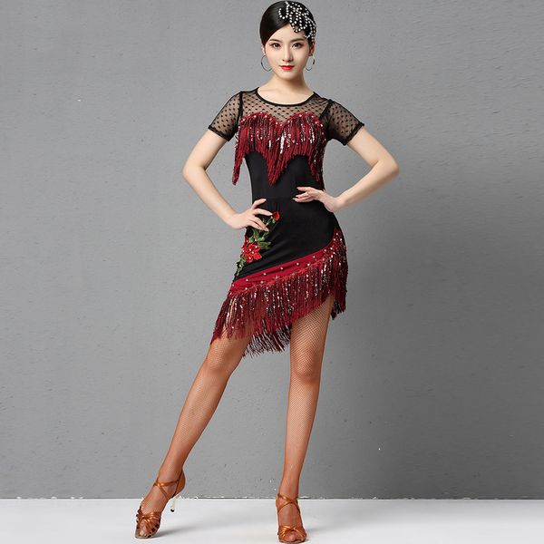 stage wear 2021 female latin dance costumes shiny sequin fringe performance dress rumba practice clothes samba outfit tango, Black;red
stage wear 2021 female latin dance costumes shiny sequin fringe performance dress rumba practice clothes samba outfit tango, Black;red