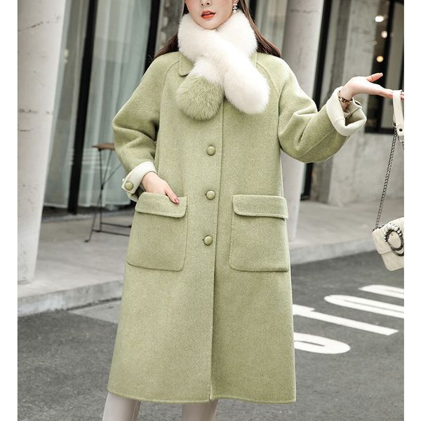 women's wool & blends women spring plus size blended coat with real fur collar 2021 fashion loose female outwear ladies casual, Black
women's wool & blends women spring plus size blended coat with real fur collar 2021 fashion loose female outwear ladies casual, Black