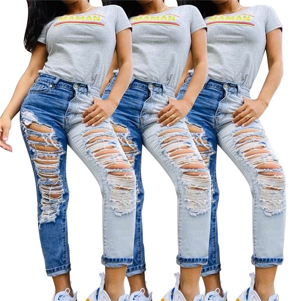 ripped contrast color women jeans street style washed straight mid waist jeans casual women long trousers, Blue
ripped contrast color women jeans street style washed straight mid waist jeans casual women long trousers, Blue