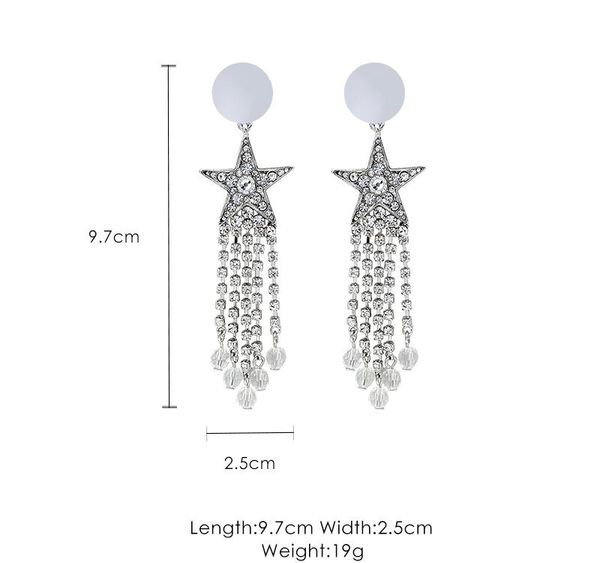 tassel ear line five-pointed star personality creative long pendant female temperament simple wild earrings01, Golden;silver
tassel ear line five-pointed star personality creative long pendant female temperament simple wild earrings01, Golden;silver