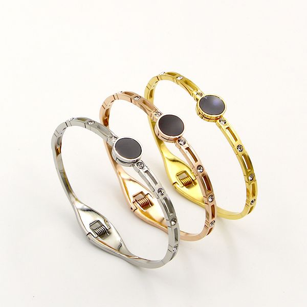 fashion brand rose gold color balck round better crystal hollow square bangle bracelet woman party gift stainless steel, Black
fashion brand rose gold color balck round better crystal hollow square bangle bracelet woman party gift stainless steel, Black