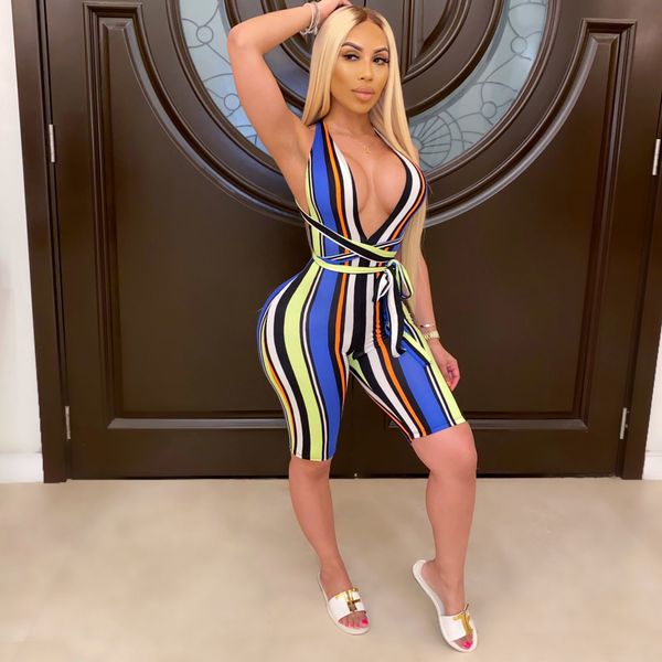 women jumpsuit colorful striped stretch printed lace sports fashion v-neck halter belt c0617, Black;white
women jumpsuit colorful striped stretch printed lace sports fashion v-neck halter belt c0617, Black;white