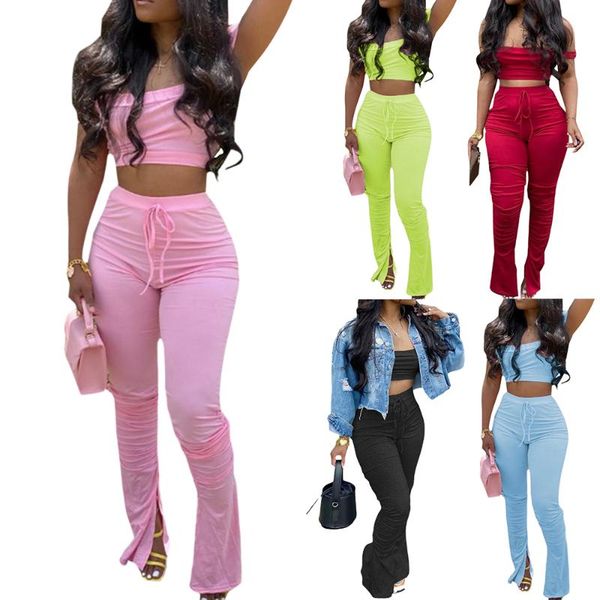 women's tracksuits sport solid women two piece set off shoulder crop stacked flare jogger pants suit outfits matching, Gray
women's tracksuits sport solid women two piece set off shoulder crop stacked flare jogger pants suit outfits matching, Gray