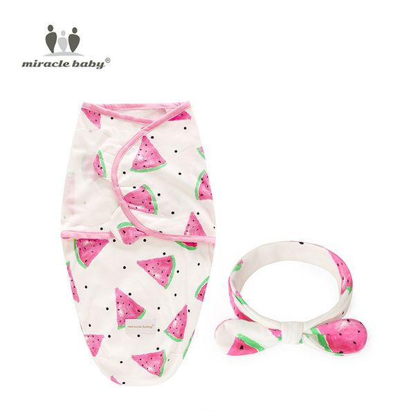 2 pieces set newborn swaddle wrap +headwear cotton baby receiving blanket bedding cartoon infant sleeping bag for 0-6 months