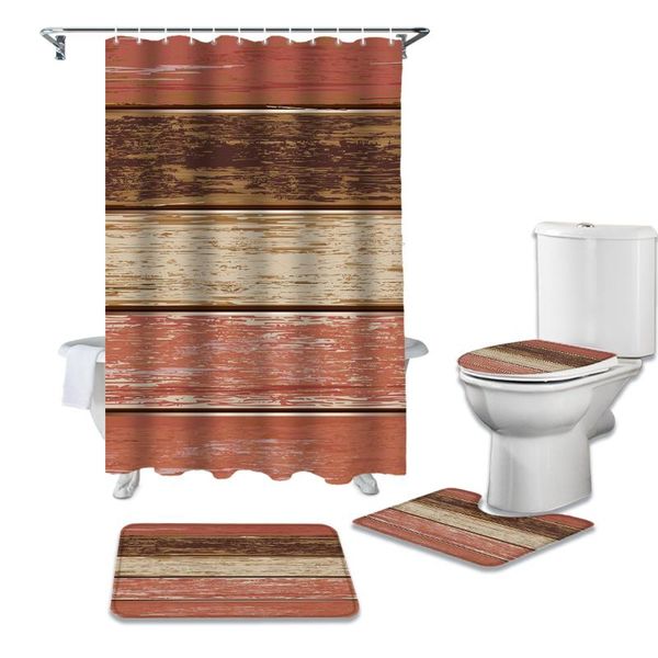 shower curtains retro wood grain texture red curtain sets non-slip rugs toilet lid cover and bath mat bathroom set
shower curtains retro wood grain texture red curtain sets non-slip rugs toilet lid cover and bath mat bathroom set
