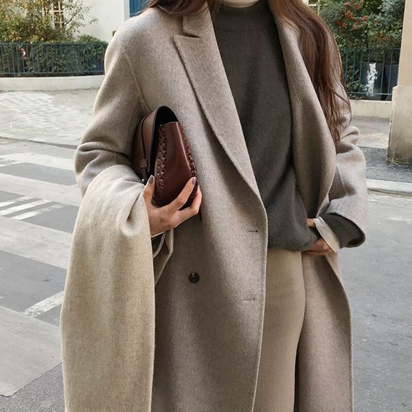 women's wool & blends woolen coat women autumn and winter korean loose big oversize long casual, Black
women's wool & blends woolen coat women autumn and winter korean loose big oversize long casual, Black