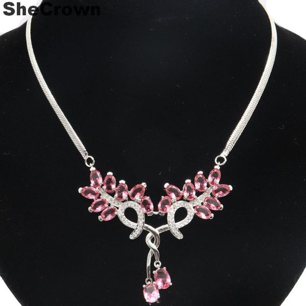 50x40mm stunning created 16.6g pink tourmaline tanzanite cz woman's party european style silver necklace 18-19
50x40mm stunning created 16.6g pink tourmaline tanzanite cz woman's party european style silver necklace 18-19