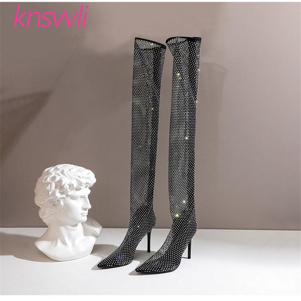 full rhinestone mesh summer boots women fishnets hollow cuts thigh high boots high heels over the knee woman sock, Black
full rhinestone mesh summer boots women fishnets hollow cuts thigh high boots high heels over the knee woman sock, Black