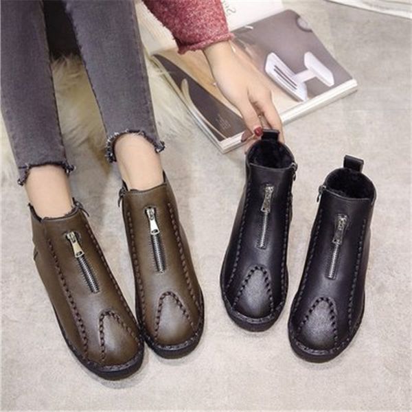 winter women pu leather flats handmade snow boots ladies plush warm booties bota feminina women fashion zip ankle boot black
winter women pu leather flats handmade snow boots ladies plush warm booties bota feminina women fashion zip ankle boot black