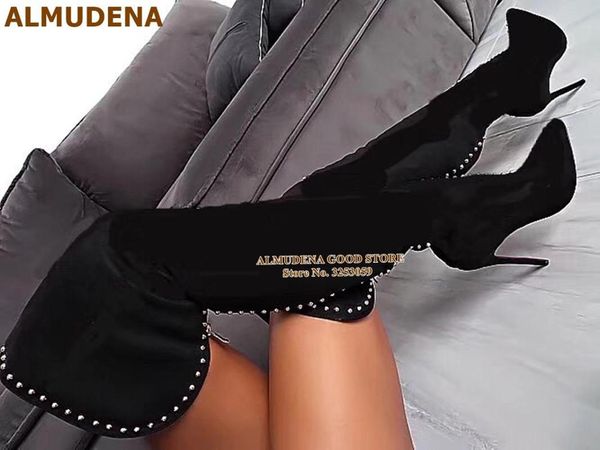 almudena black suede silver rivets over-the-knee boots stiletto heels studded embellished long boots fall winter dress
almudena black suede silver rivets over-the-knee boots stiletto heels studded embellished long boots fall winter dress