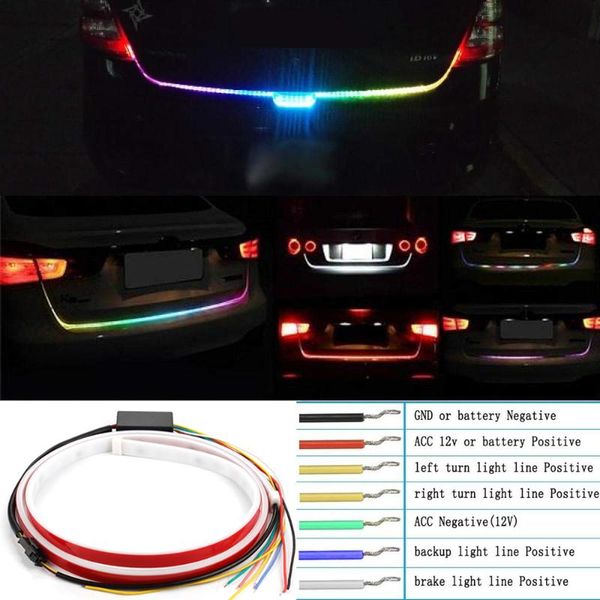 rgb car led rear strip lighting tailgate luggage signal lamp dynamic streamer brake turn signal reverse leds warning light 
rgb car led rear strip lighting tailgate luggage signal lamp dynamic streamer brake turn signal reverse leds warning light