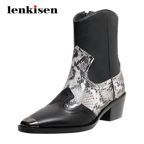 lenkisen western boots cow metal decorations colors sneak pattern thick high heel square toe zipper fashion mid-calf boots l18, Black
lenkisen western boots cow metal decorations colors sneak pattern thick high heel square toe zipper fashion mid-calf boots l18, Black