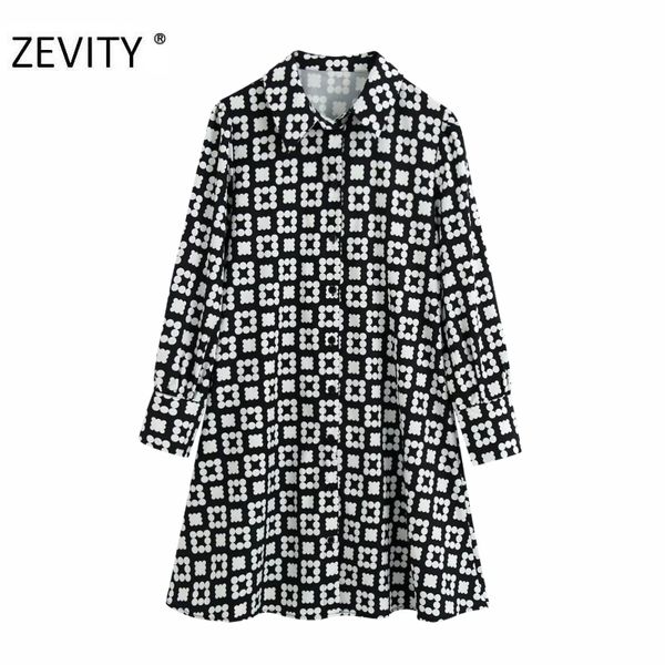 zevity new women vintage flower geometric print shirt dress office lady long sleeve casual vestido chic business dresses ds4401, Black;gray 
zevity new women vintage flower geometric print shirt dress office lady long sleeve casual vestido chic business dresses ds4401, Black;gray