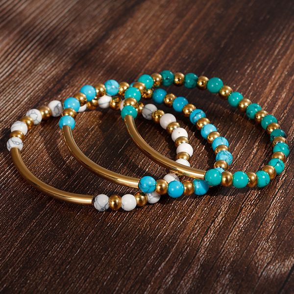 new fashion women gold plated turquoise beads charms bracelets stainless steel bohemia beaded bracelets for women jewelry gift, Golden;silver
new fashion women gold plated turquoise beads charms bracelets stainless steel bohemia beaded bracelets for women jewelry gift, Golden;silver
