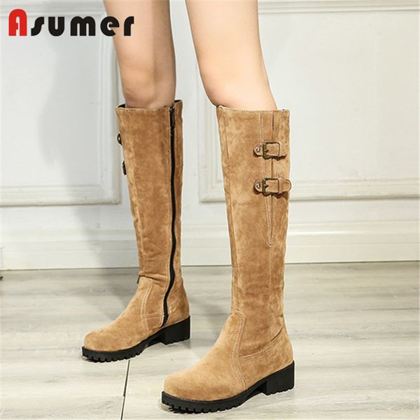 asumer 2020 winter boots women flock thick fur warm square heel casual shoes buckle zip simple knee high boots women, Black
asumer 2020 winter boots women flock thick fur warm square heel casual shoes buckle zip simple knee high boots women, Black
