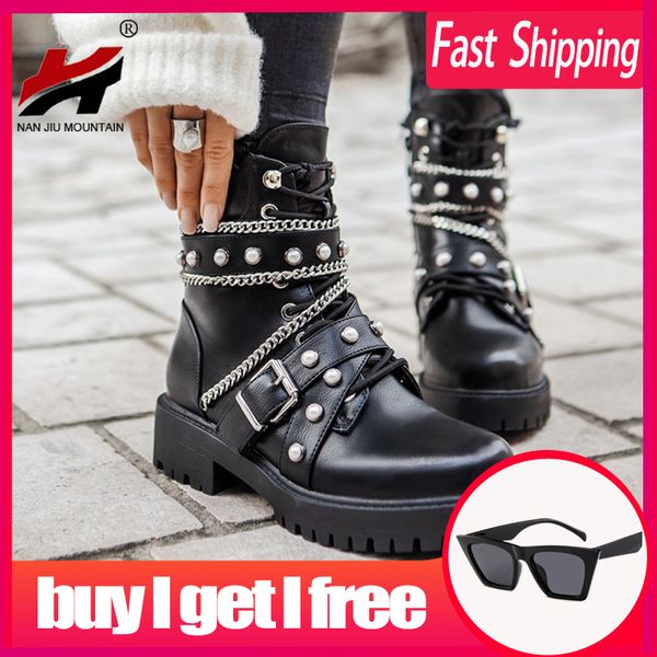 boots nan jiu mountain 2021 women motorcycle autumn shoes ankle mid heel fashion metal decoration solid color plus size 41, Black
boots nan jiu mountain 2021 women motorcycle autumn shoes ankle mid heel fashion metal decoration solid color plus size 41, Black