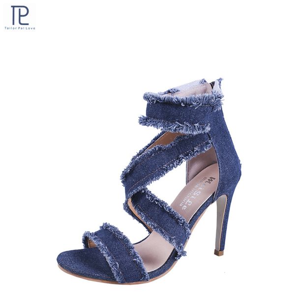 fashion summer women open toe high heels sandals denim 10cm thin high heels cross strap sandalias, Black
fashion summer women open toe high heels sandals denim 10cm thin high heels cross strap sandalias, Black