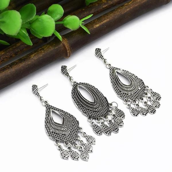 

dangle & chandelier egypt vintage bohemia chic leaf teardrop earrings gypsy turkish india pendientes color jewelry for women, Silver