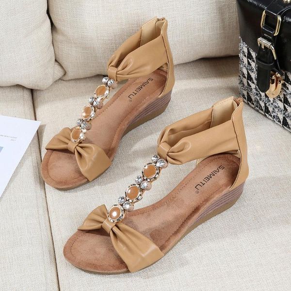 wedge sandals womens ladies fashion casual crystal butterfly knot sandals wedges super soft zipper shoes bohemia summer, Black
wedge sandals womens ladies fashion casual crystal butterfly knot sandals wedges super soft zipper shoes bohemia summer, Black
