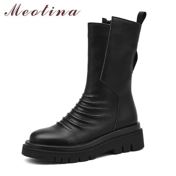 meotina genuine leather platform high heel mid calf boots women shoes zip thick heels pleated boots lady autumn winter black 43
meotina genuine leather platform high heel mid calf boots women shoes zip thick heels pleated boots lady autumn winter black 43
