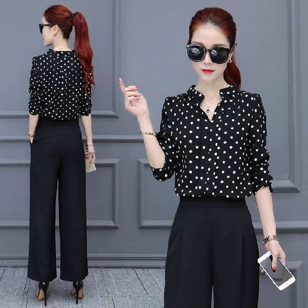 personalized trousers and trousers polka dot shirt two-piece suit 2020 autumn new fashion wide-leg pants suit women's loose large size, Gray
personalized trousers and trousers polka dot shirt two-piece suit 2020 autumn new fashion wide-leg pants suit women's loose large size, Gray