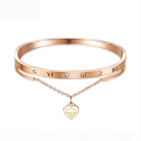 crystal titanium steel classics rome numerals bangle fashion jewelry rose gold bracelet peach heart concise wristlet jewel women ps0171, Black
crystal titanium steel classics rome numerals bangle fashion jewelry rose gold bracelet peach heart concise wristlet jewel women ps0171, Black