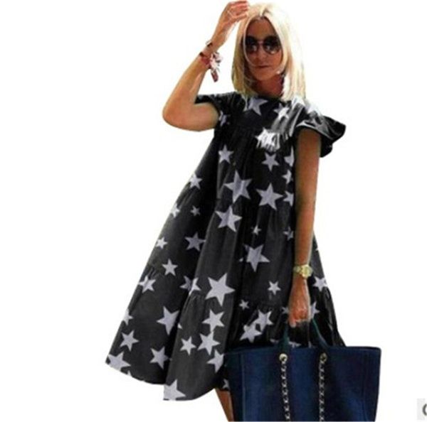 womens designer stars and butterfly dresses o neck short sleeve loose a line dresses female natural waist clothing, Black;gray
womens designer stars and butterfly dresses o neck short sleeve loose a line dresses female natural waist clothing, Black;gray