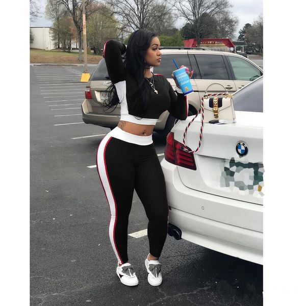 women sport style clothing sets casual stitching active sports suits fashion two pieces sets women long sleeve tshirts + pants sale, White
women sport style clothing sets casual stitching active sports suits fashion two pieces sets women long sleeve tshirts + pants sale, White