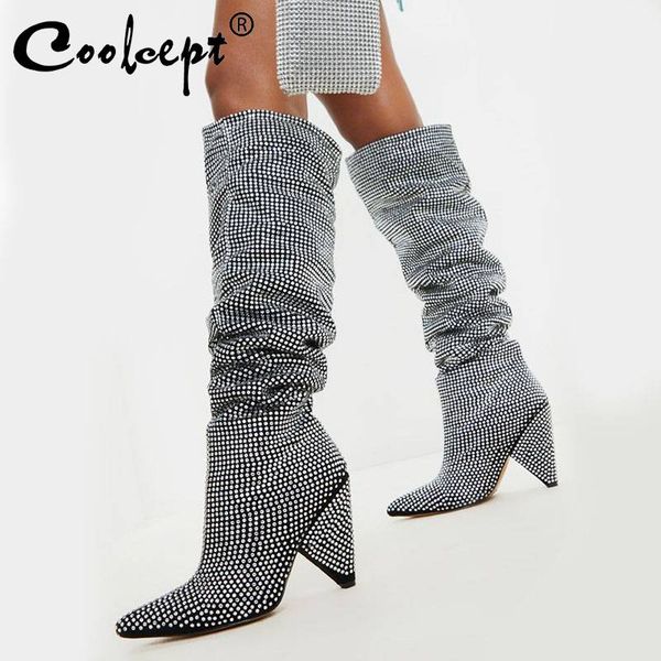 coolcept fashion crystal knee high boots women pointed toe high heels shoes winter warm party club women footwear size 33-43, Black
coolcept fashion crystal knee high boots women pointed toe high heels shoes winter warm party club women footwear size 33-43, Black