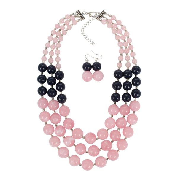 fashion exaggerated necklace pink handmade beaded multi-layer necklace, Silver
fashion exaggerated necklace pink handmade beaded multi-layer necklace, Silver