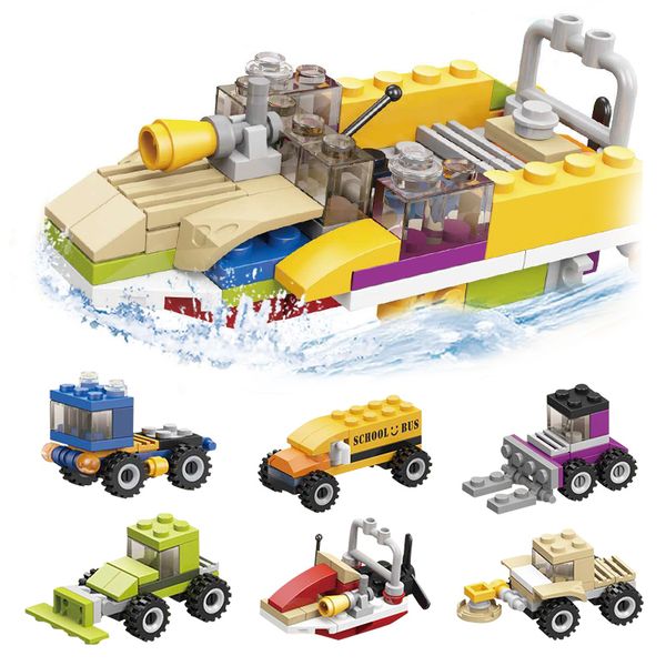 12 in 1 car boat building block model mini car boat building block 3d model assembly building blocks toys decoration gifts toys ornament